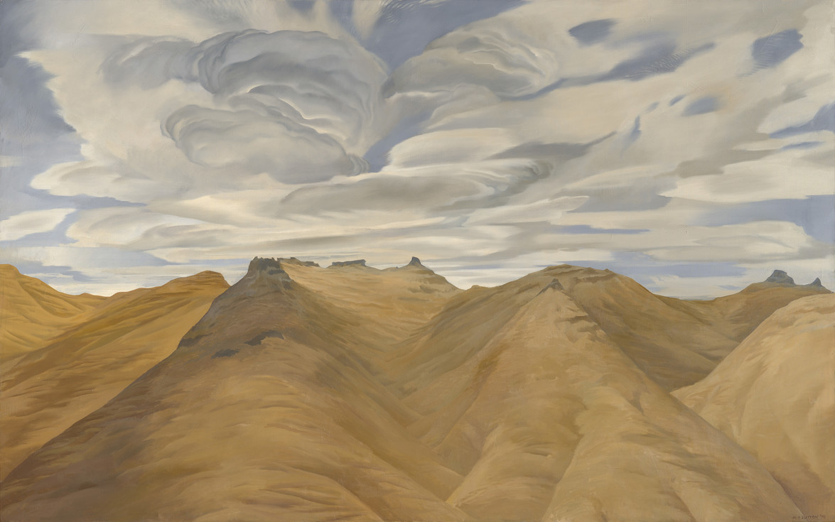 Bill Sutton Te Tihi o Kahukura and Sky, I 1976. Oil on canvas. Collection of Christchurch Art Gallery Te Puna o Waiwhetū, purchased 1980