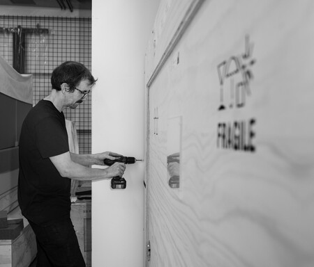 Jamie Richardson at work in the Gallery, 2026. Photo: John Collie