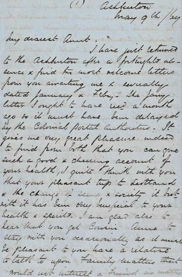 Letter from Edward Sealy to his aunt