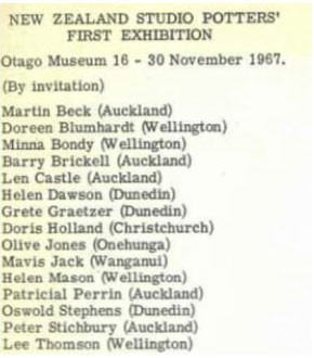 NZ Society of Potters First exhibition, 1957