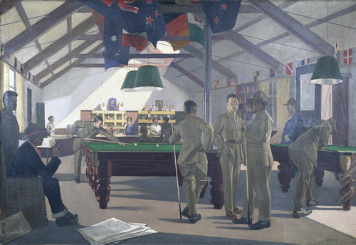 John Henry Willis Kiwi Hut N.Z. Y.M.C.A. Codford Camp, Wiltshire, England. Oil on canvas. Collection of Christchurch Art Gallery Te Puna o Waiwhetū; purchased 1992.