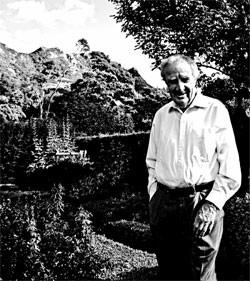 Sir Miles Warren at Ohinetahi, his self-designed garden at Governors Bay, Christchurch