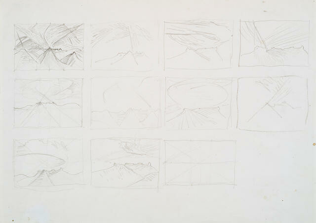 Sheet Of Studies For: ‘Te Tihi O Kahukura And Sky’ Series