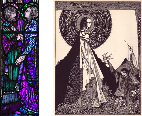 Harry Clarke The meeting of Joachim and Anna c.1925. Photo: Ken Hall Harry Clarke Illustration for Ligeia, Edgar Allan Poe, Tales of Mystery and Imagination, 1919.