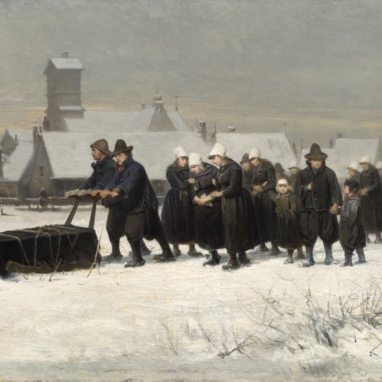 Petrus van der Velden Burial in the Winter on the Island of Marken (The Dutch Funeral) 1875. Oil on canvas. Collection of Christchurch Art Gallery Te Puna o Waiwhetū, gift of Henry Charles Drury van Asch 1932