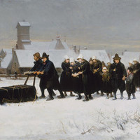 Burial in the winter on the island of Marken by Petrus van der Velden
