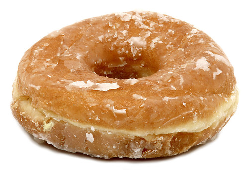 A donut, with hole (partially obscured)