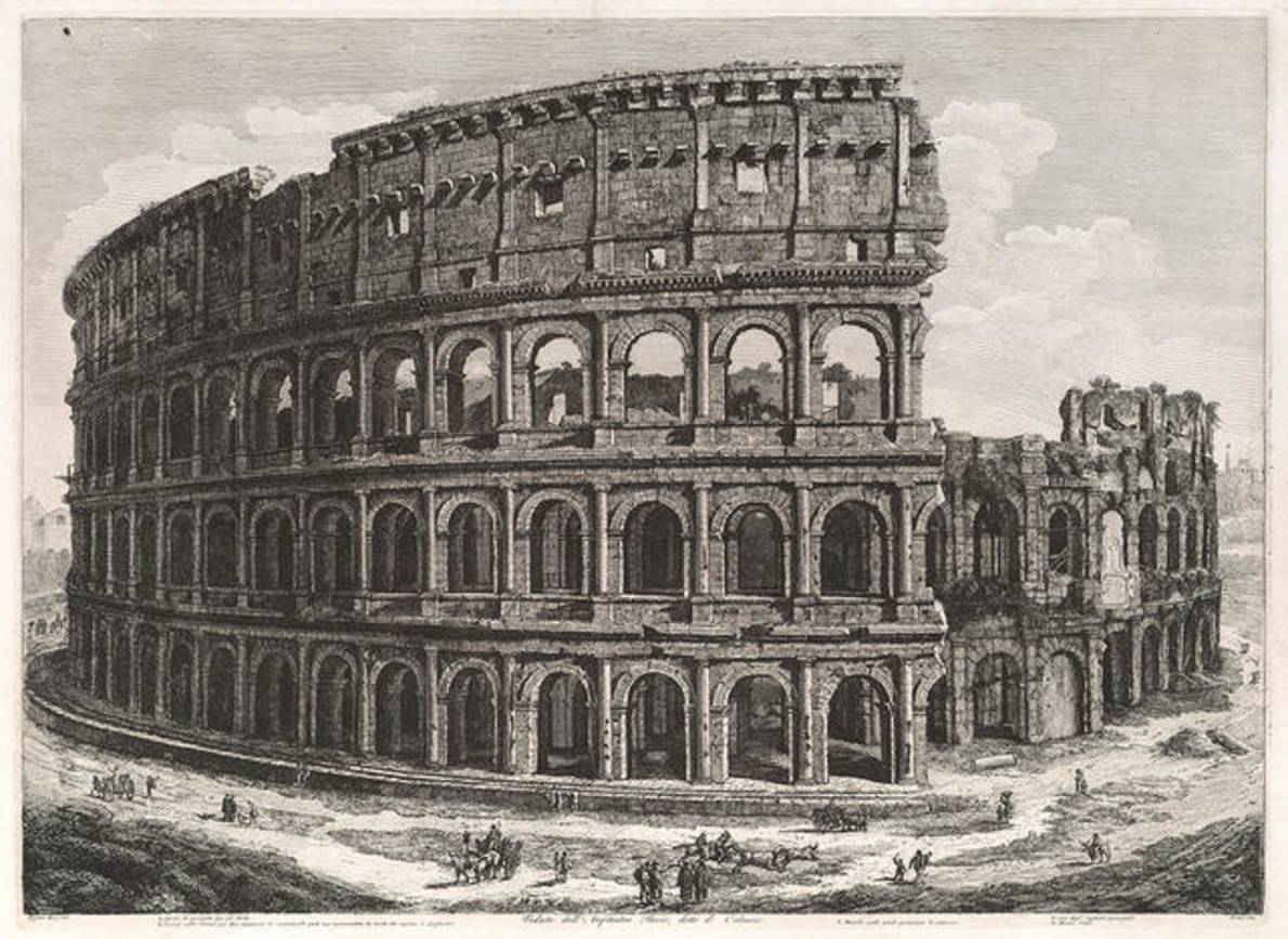 Veduta dell'Anfiteatro Flavio, detto il Colosseo by Luigi Rossini ...