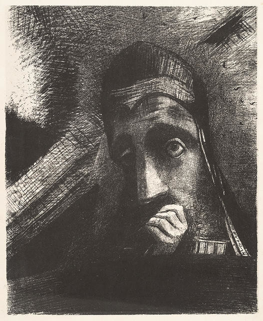 Odilon Redon Dans mon Rêve, je vis au Ciel un Visage de Mystère. (In my dream I saw in the sky a face of mystery)1885 Lithograph. Collection of Christchurch Art Gallery Te Puna o Waiwhetu, purchased with assistance from the Olive Stirrat Bequest, 1986