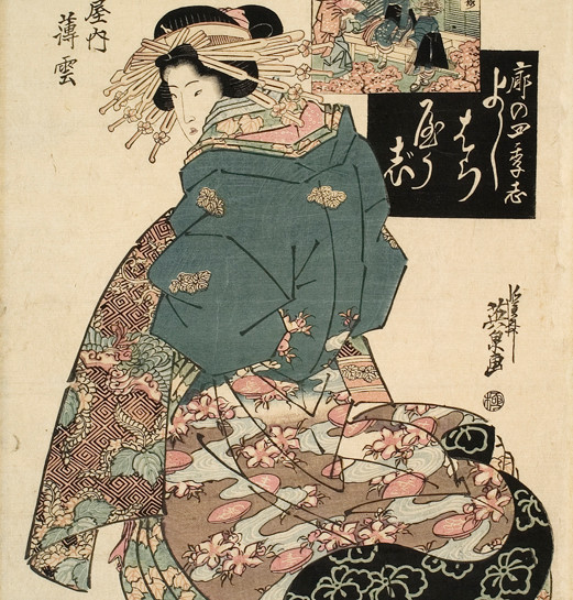 Keisai Eisen In the Third Month, Cherry Blossoms on Naka-no-chô: Usugumo of the Tamaya Collection of Christchurch Art Gallery Te Puna o Waiwhetū