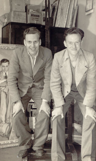 Richard Lovell-Smith and W A Sutton in London, 1948. In the background can be seen the portrait of G Batt, reproduced in the book 'Bill's story' by Pat Unger (Canterbury University Press, 2008).