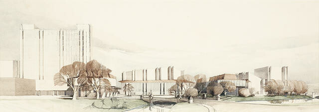 Competition sketch for the Christchurch Town Hall