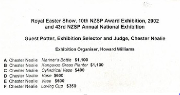 NZ Society of Potters, 43rd exhibition, 2002