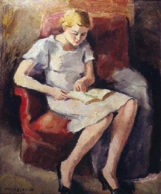 Maurice Asselin Girl reading. Oil on canvas. May Schlesinger Bequest, 1938 The French painter and printmaker Maurice Asselin (1882 - 1947) was born in Orléans. He studied in the atelier of Fernand Cormon at the Beaux-Arts, Paris, and exhibited from 1906 with the Salon des Indédendants, the Salon d'Automne, and the Salon des Tuileries.