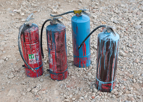 Fire extinguishers used during the making of Ash Keating's Concrete Propositions 2012. Copyright the artist. Courtesy the artist and Fehily Contemporary, Melbourne Australia. Photo: John Collie