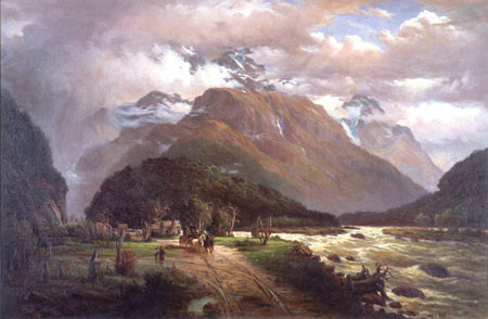 John Gibb Clearing up after rain, foot of Otira Gorge 1887. Oil on canvas. Collection of Christchurch Art Gallery Te Puna o Waiwhetū, purchased 1964
