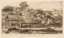 Nouvelle Zélande, Greniers indigènes et Habitations à Akaroa (Presqu’île de Banks, 1845