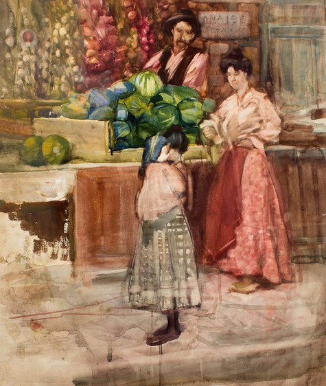 Frances Hodgkins Untitled [The Watermelon Seller] c. 1903. Watercolour. Collection of Auckland Art Gallery Toi o Tāmaki, purchased 2007