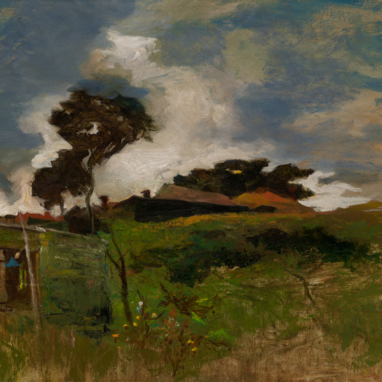 Petrus van der Velden House on the Heath c.1887. Oil on hardboard. Collection of Christchurch Art Gallery Te Puna o Waiwhetū, purchased 1968