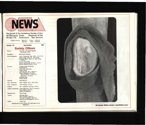 Canterbury Society of Arts News, number 118, September/October/November 1984