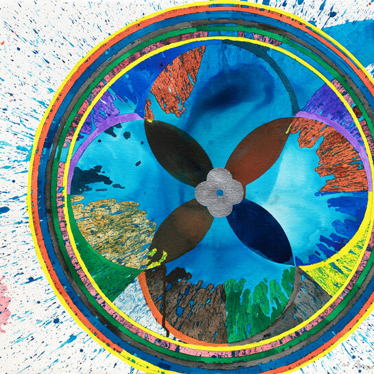 Max Gimblett Ocean Wheel 2010. Pencil, ink, metallic ink, acrylic polymer, oil size, aluminium leaf / Arches 300 lb Watercolour Paper. France. The Max Gimblett and Barbara Kirshenblatt-Gimblett Gift, 2011