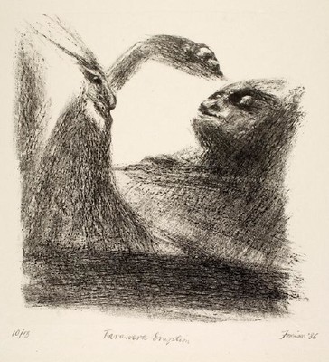 Tony Fomison Tarawera Eruption 1986. Lithograph. Collection ofChristchurch Art Gallery Te Puna o Waiwhetū, purchased 1986