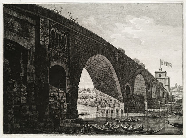 Veduta del Ponte Molle sul Tevere due miglia lontano da Roma