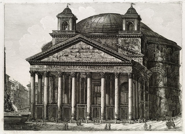 Veduta del Pantheon di Agrippa, oggi Chiesa di S. Maria ad Martyres