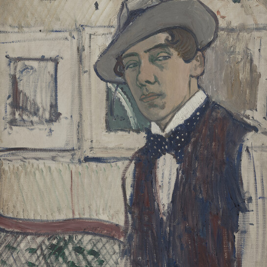 Raymond McIntyre Self-Portrait 1915. Oil on wood panel. Collection of Museum of New Zealand Te Papa Tongarewa, gift of the New Zealand Academy of Fine Arts, 1941