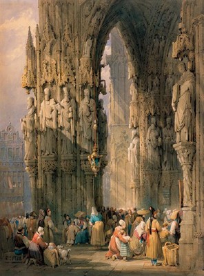 Samuel Prout The Cathedral Of St Peter, Regensburg Porch On The West Façade c.1823. watercolour