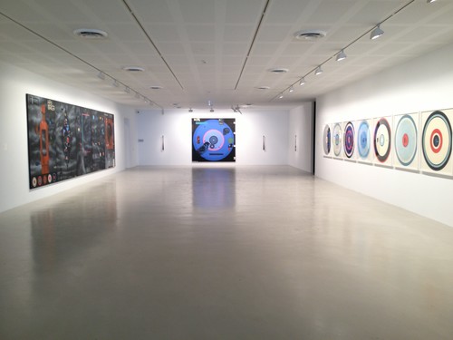 Installation view of Shane Cotton: The Hanging Sky at Campbelltown Arts Centre, Sydney.
