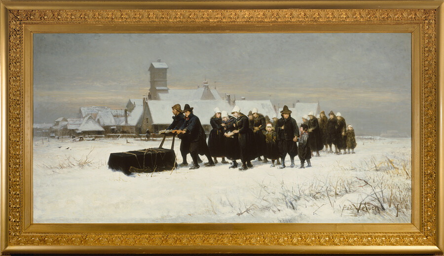 Petrus van der Velden Burial in the Winter on the Island of Marken [The Dutch Funeral] 1872. Oil on canvas. Collection of Christchurch Art Gallery Te Puna o Waiwhetu, gift of Henry Charles Drury van Asch, 1932