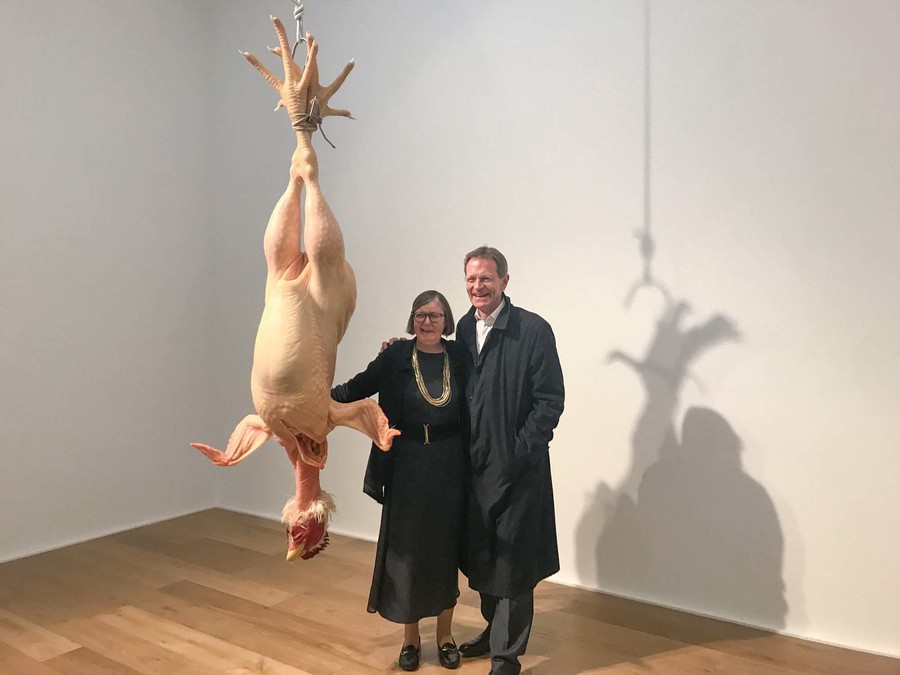 Jenny Harper and Sir Nicholas Serota with Ron Mueck’s Still Life in April 2016.