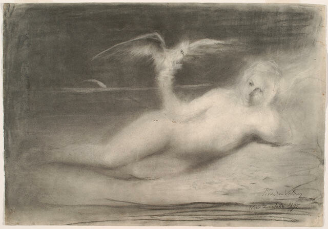 Reclining Nude With Bird