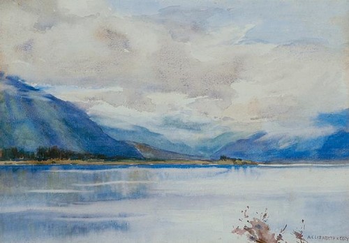 Elizabeth Kelly, Lake Brunner, watercolour, 1917