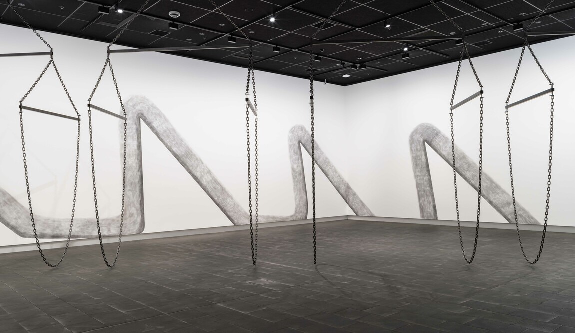 Installation view of Ana Iti: Ngahere Behind a Pile of Metal at Christchurch Art Gallery Te Puna o Waiwhetū, 2026