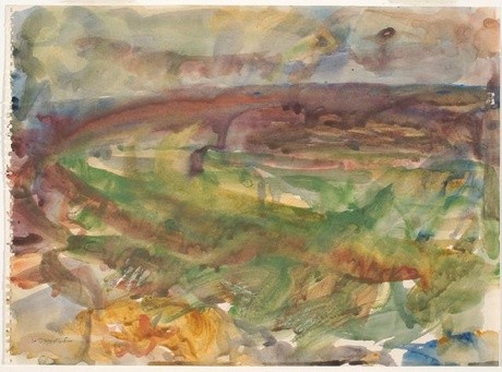 Sir Toss Woollaston Westland Landscape c.1962. Watercolour. Presented by Mr R. Scarlett, 1986. Reproduced courtesy of the Toss Woollaston Trust