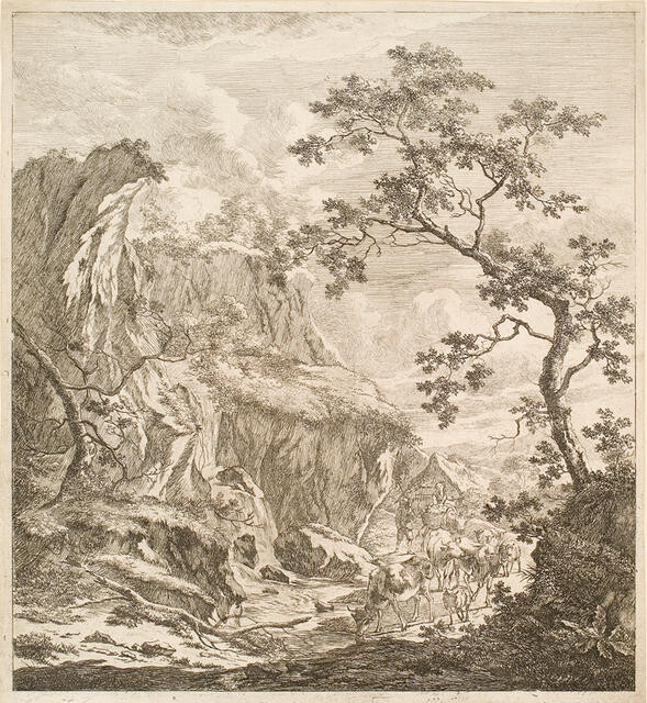 Figures, Cattle, Goats in Landscape