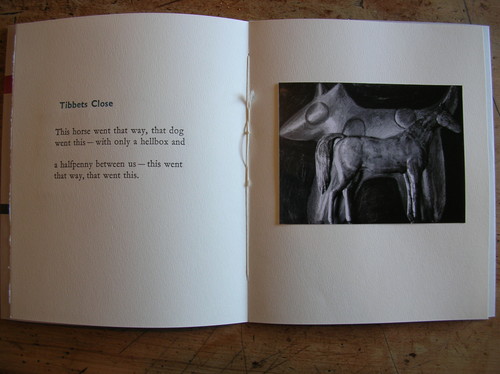 Open page spread for tibbets close, Gregory O'Brien and Mahi Mahr, Fernbank Studio, Wellington, 2014.