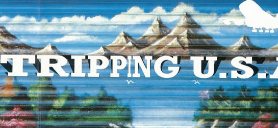 Poster for the exhibition, Tripping USA - Photographs by Stuart Page (detail).