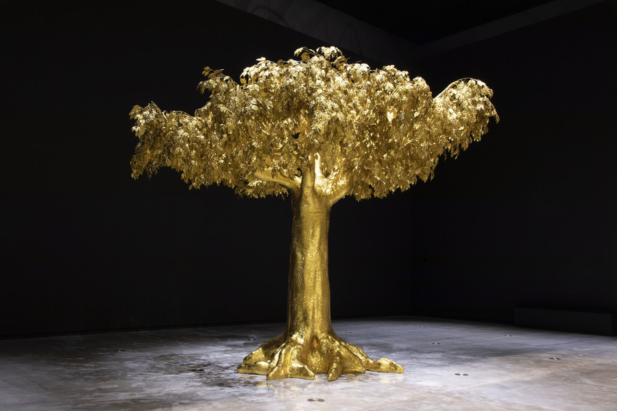 Reuben Paterson The Golden Bearing 2014. Mixed media. Courtesy of the artist. Photo: Bryan James, courtesy of the Govett-Brewster Art Gallery