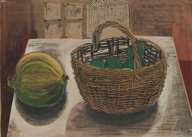 Still Life On A Table (Pumpkin & Basket)