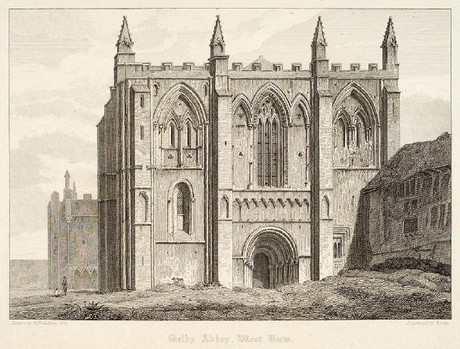 John Byrne Selby Abbey, West View. Engraving. Collection of Christchurch Art Gallery Te Puna o Waiwhetū, Sir Joseph Kinsey bequest
