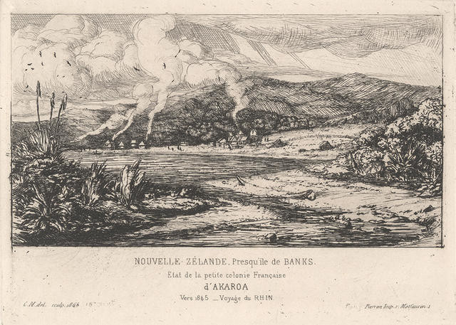 Nouvelle-Zélande, Presqu’île de Banks. Etat de la petite colonie Française d’Akaroa. Vers 1845 - Voyage du Rhin.