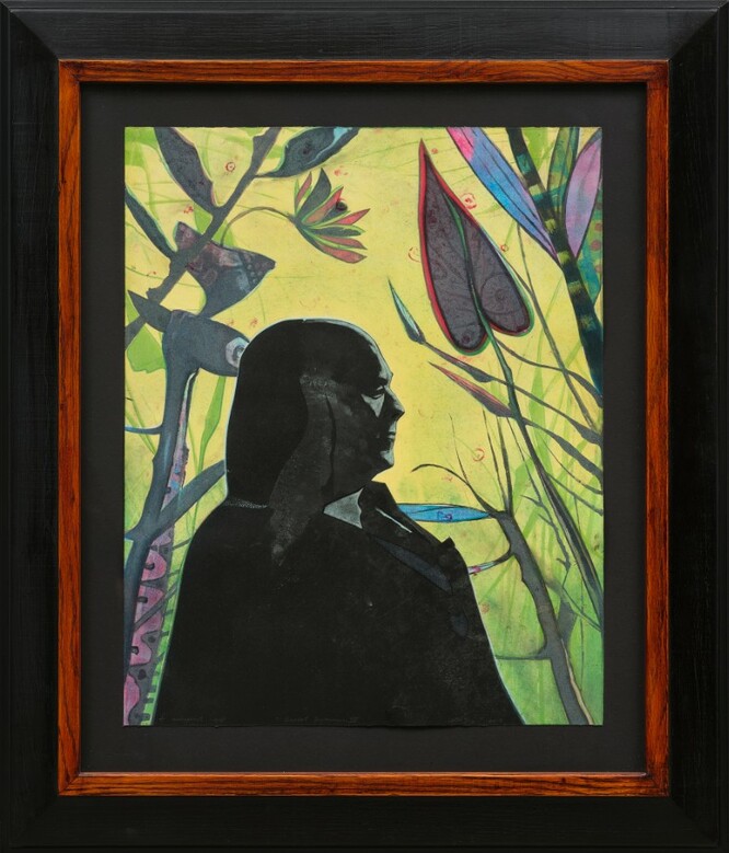 Jason Greig Sunset Superman IV 2018. Monoprint. Private collection, Tauranga. Photo: Sam Hartnett.Blood is Thicker: Jason Greig has been developed in partnership by The Dowse Art Museum and City Gallery Wellington Te Whare Toi.