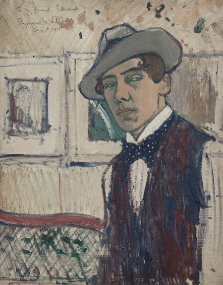 Raymond McIntyre Self Portrait 1915. Oil on wood panel. Collection of Museum of New Zealand Te Papa Tongarewa, gift of the New Zealand Academy of Fine Arts, 1941
