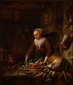 Cottage Interior with Kitchen Maid
