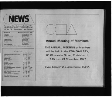 Canterbury Society of Arts News, number 76, November/December 1977