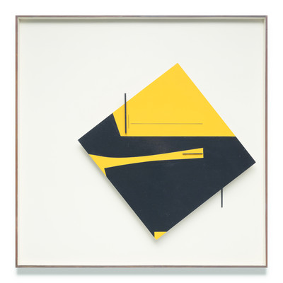 Don Peebles Relief Construction: yellow and black 1966. Painted wood on panel. Collection of Auckland Art Gallery Toi o Tāmaki, purchased 1966
