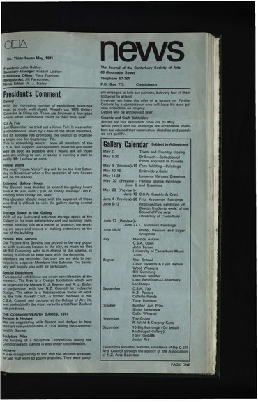 Canterbury Society of Arts News, number 37, May 1971